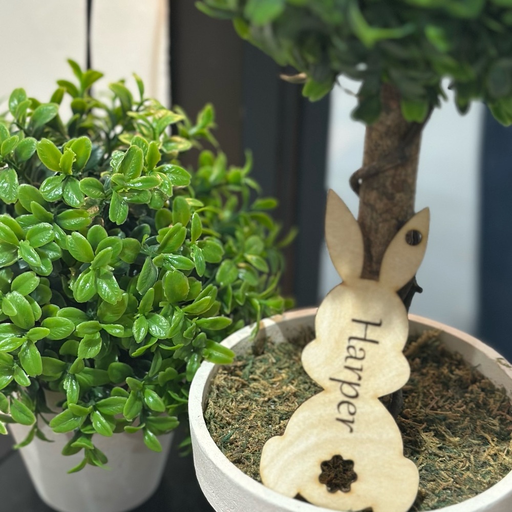 Wooden Bunny Easter Basket tags